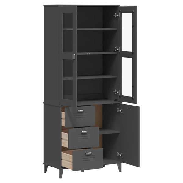 vidaXL skænk VIKEN 80x40x190 cm massivt fyrretræ antracitgrå