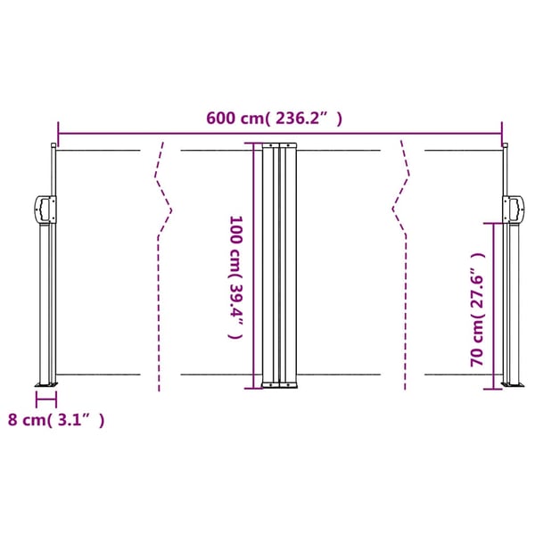vidaXL Uttrekkbar sidemarkise 100x600 cm antrasitt