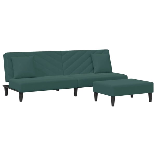 vidaXL sofasæt 2 dele med puder velour mørkegrøn