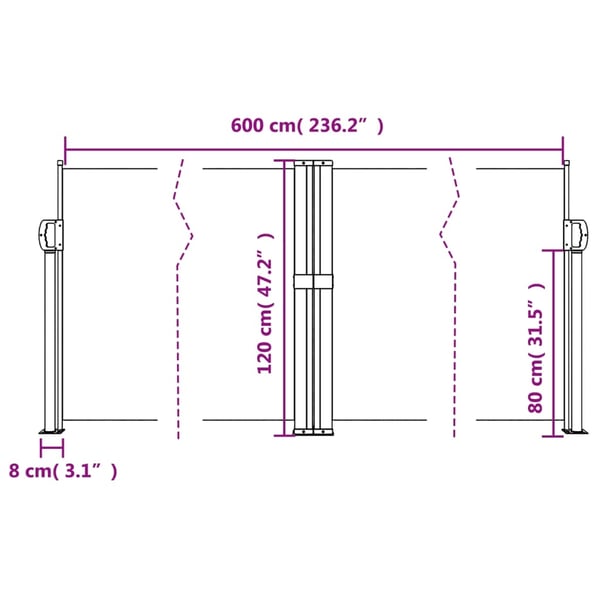 vidaXL sammenrullelig sidemarkise 120 x 600 cm antracitgrå