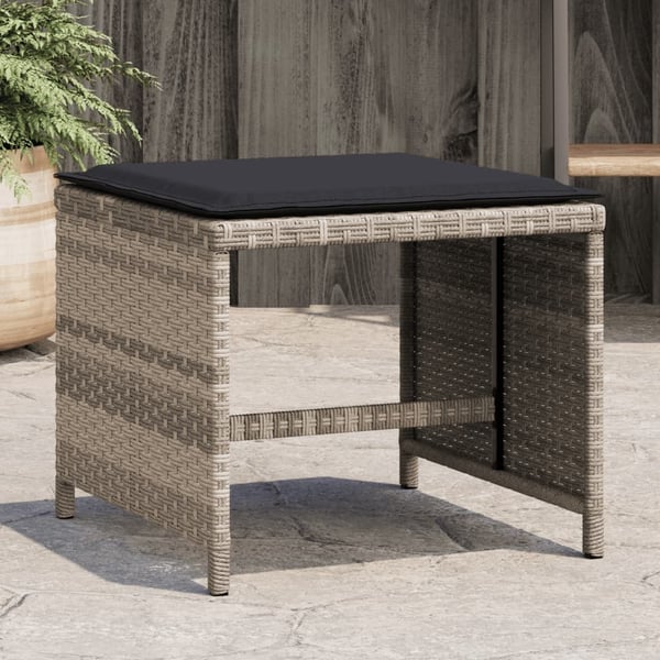 vidaXL haveskamler 4 stk. med hynder 41x41x36 cm polyrattan lysegrå