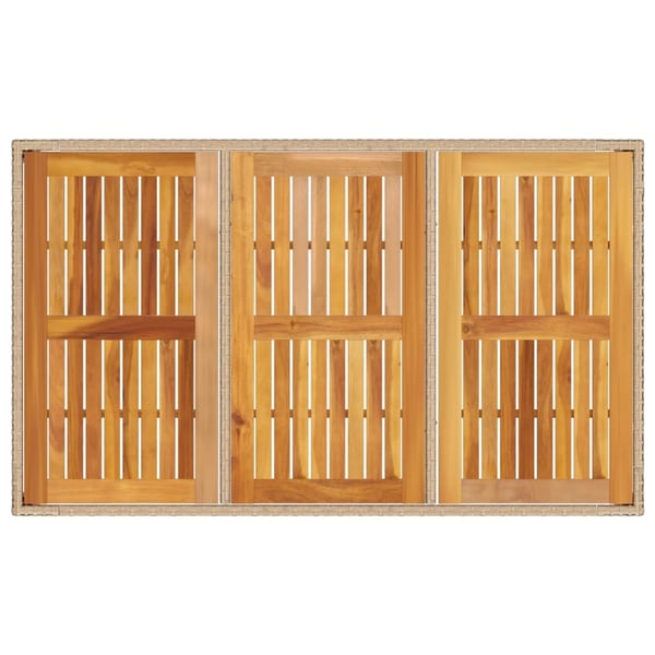 vidaXL Puutarhapöytä beige 150x90x75 cm polyrottinki ja akasiapuu
