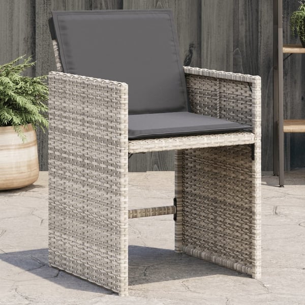 vidaXL havestole 4 stk. med hynder polyrattan lysegrå