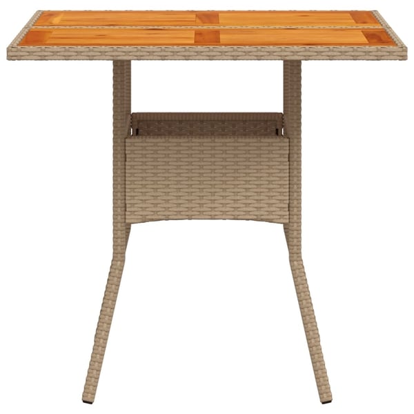 vidaXL havebord 80x80x75 cm polyrattan og akacietræ sort