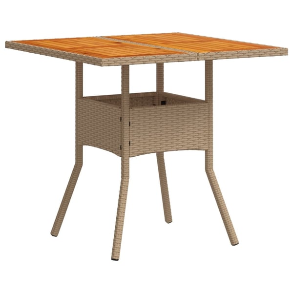vidaXL havebord 80x80x75 cm polyrattan og akacietræ sort
