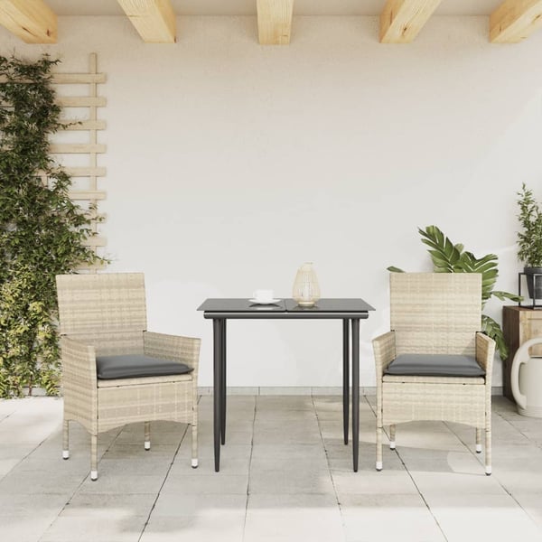 vidaXL havestole 2 stk. med hynder polyrattan lysegrå