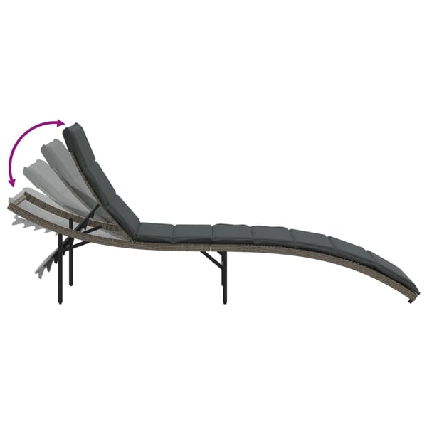 vidaXL liggestol med hynde 55x199x50 cm polyrattan grå