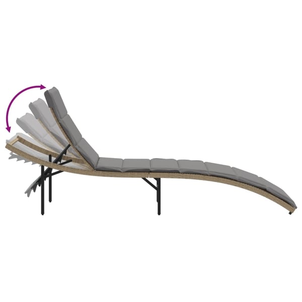 vidaXL liggestol med hynde 55x199x50 cm polyrattan beige