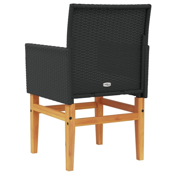 vidaXL havestole 2 stk. med hynder polyrattan og massivt træ sort