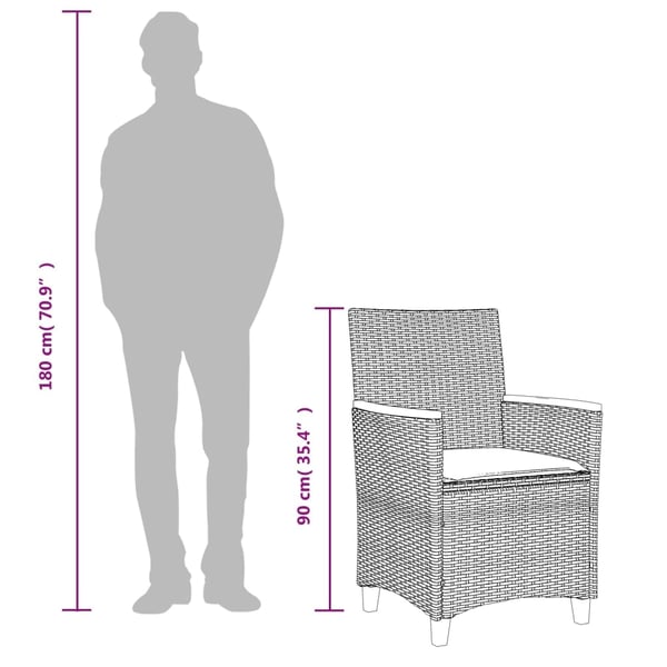 vidaXL havestole 2 stk. med hynder polyrattan og massivt træ grå