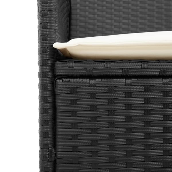 vidaXL havestole 2 stk. med hynder polyrattan og massivt træ sort