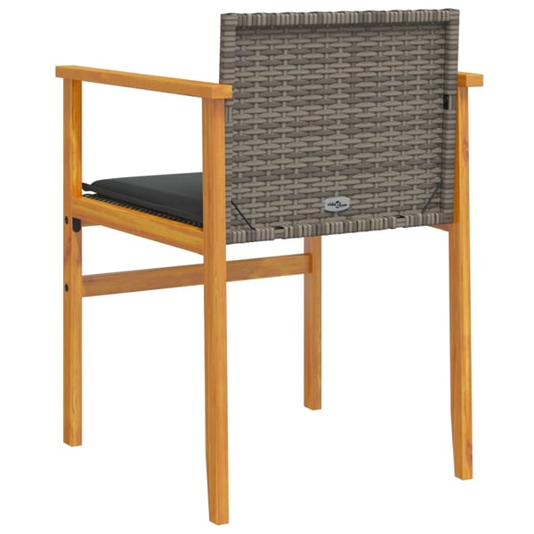 vidaXL havestole 2 stk. med hynder polyrattan og massivt træ grå