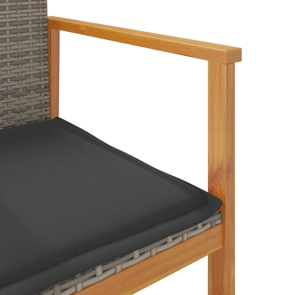 vidaXL havestole 2 stk. med hynder polyrattan og massivt træ grå