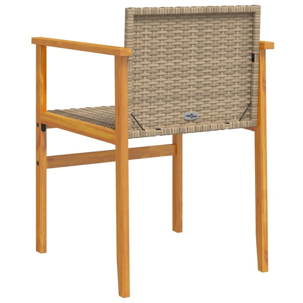 vidaXL havestole 2 stk. med hynder polyrattan og massivt træ beige