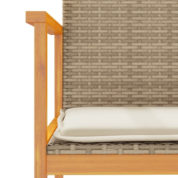 vidaXL havestole 2 stk. med hynder polyrattan og massivt træ beige