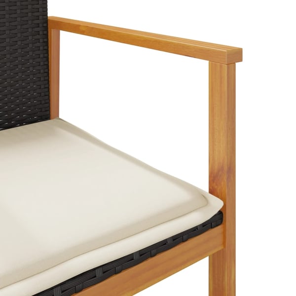 vidaXL havestole 2 stk. med hynder polyrattan og massivt træ sort