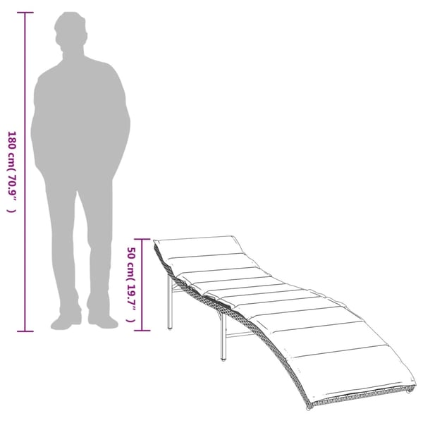 vidaXL liggestole 2 stk. med bord polyrattan grå
