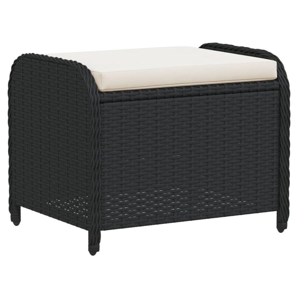 vidaXL haveskammel med hynde 58x46x46 cm polyrattan sort
