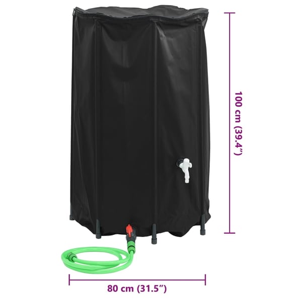 vidaXL Vanntank med kran sammenleggbar 500 L PVC
