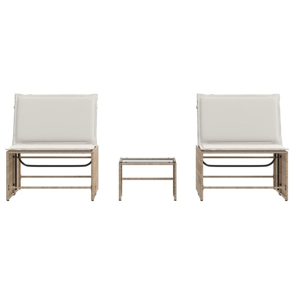 vidaXL liggestole 2 stk. med bord beige polyrattan