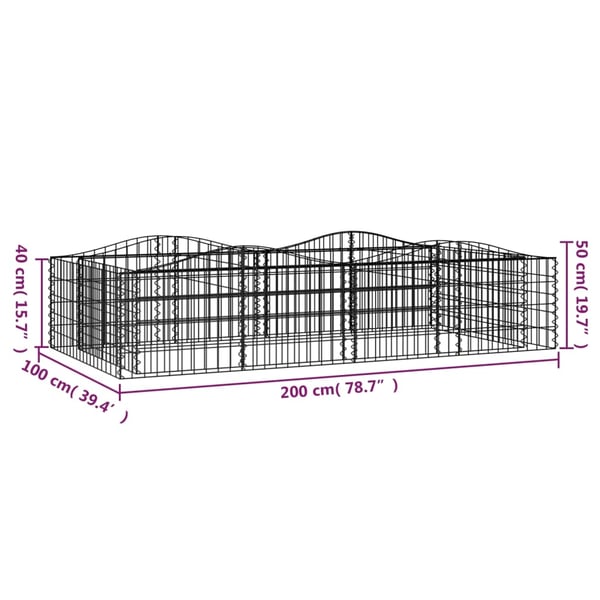 vidaXL Buet gabion høybed 200x100x50 cm galvanisert jern