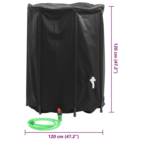 vidaXL Vanntank med kran sammenleggbar 1350 L PVC