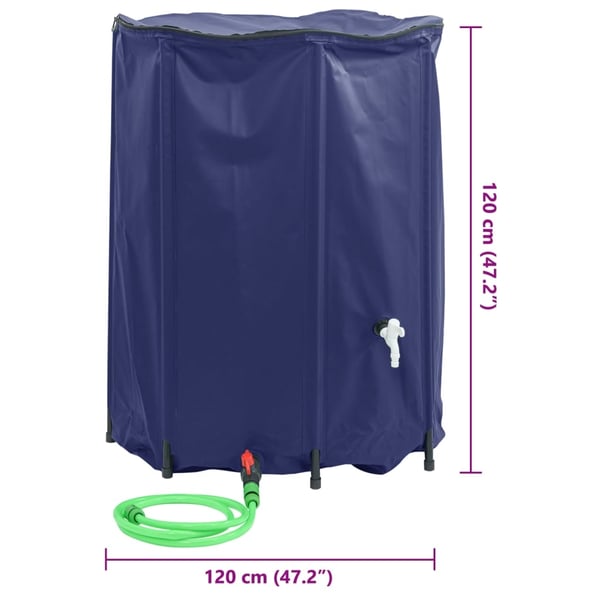 vidaXL vandtank med hane sammenfoldelig 1350 l PVC