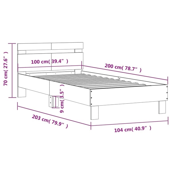 vidaXL Sengeramme med hodegavl hvit 100x200 cm konstruert tre
