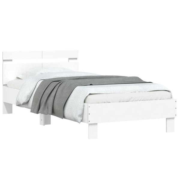 vidaXL Sengeramme med hodegavl hvit 100x200 cm konstruert tre