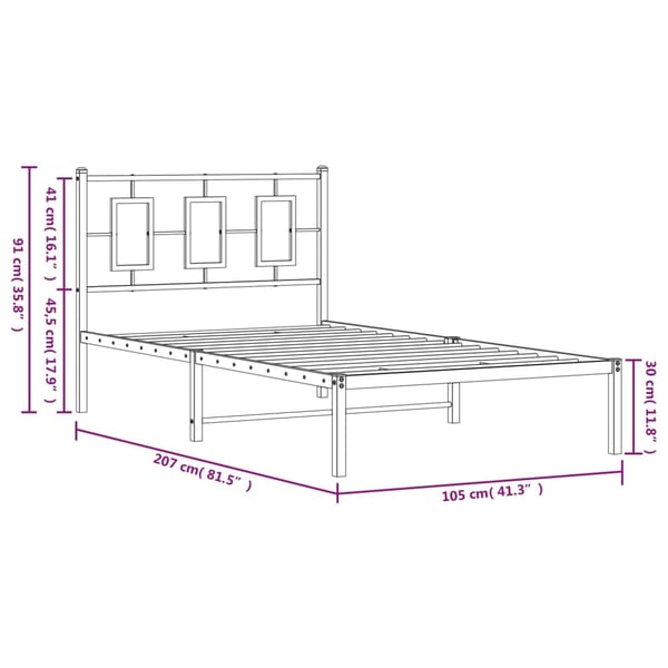 vidaXL Sengeramme i metall med hodegavl svart 100x200 cm