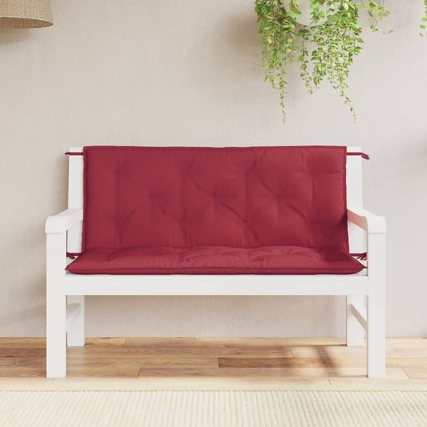 vidaXL hynder til havebænk 2 stk. 120x50x7 cm oxfordstof vinrød