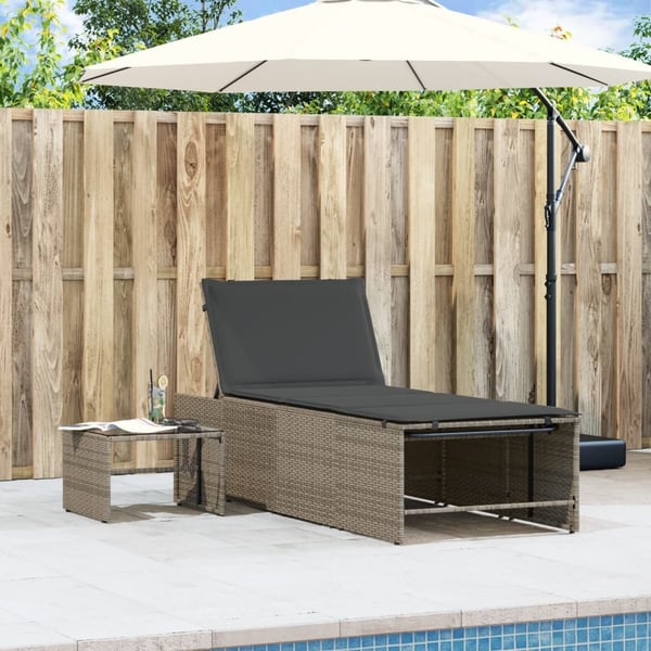vidaXL liggestole 2 stk. med bord grå polyrattan