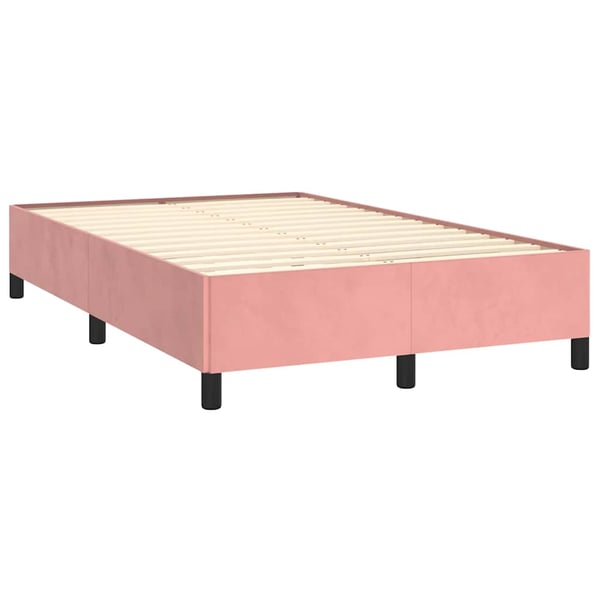 vidaXL sengeramme uden madras 120x190 cm fløjl lyserød