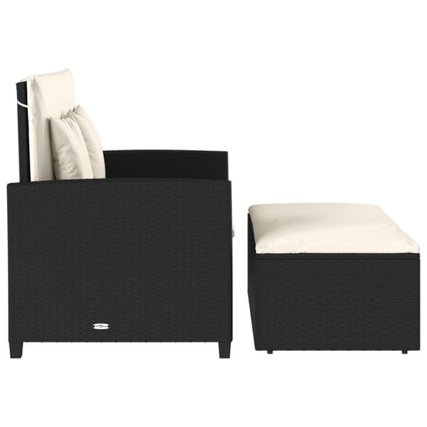 vidaXL 2-personers havesofa med hynder polyrattan sort