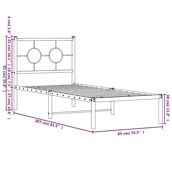 vidaXL Sengeramme i metall med hodegavl svart 80x200 cm