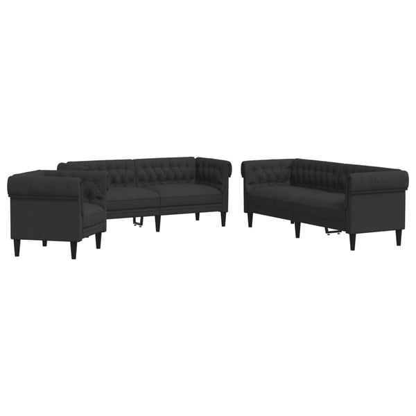 vidaXL sofasæt 3 dele stof sort