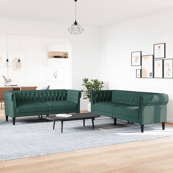 vidaXL sofasæt 2 dele stof mørkegrøn