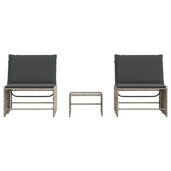vidaXL liggestole 2 stk. med bord lysegrå polyrattan