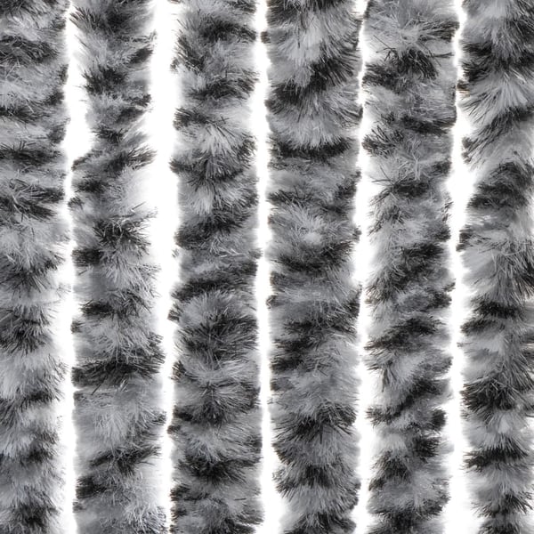 vidaXL flueforhæng 90x200 cm chenille grå + sort og hvid