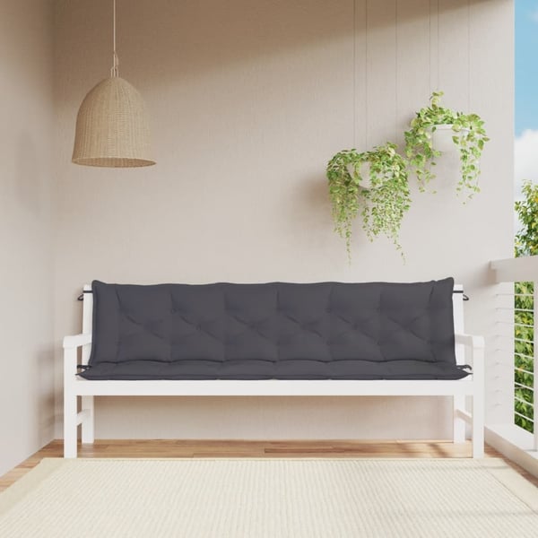 vidaXL hynder til havebænk 2 stk. 200x50x7 cm oxfordstof antracitgrå