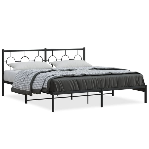 vidaXL Sengeramme i metall med sengegavl svart 180x200 cm
