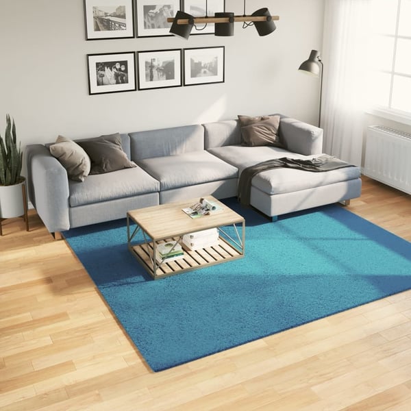 vidaXL gulvtæppe OVIEDO 240x240 cm kort luv turkis