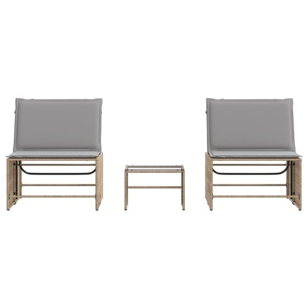 vidaXL liggestole 2 stk. med bord beige polyrattan