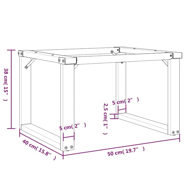 vidaXL Ben for salongbord O-ramme 50x40x38 cm stål