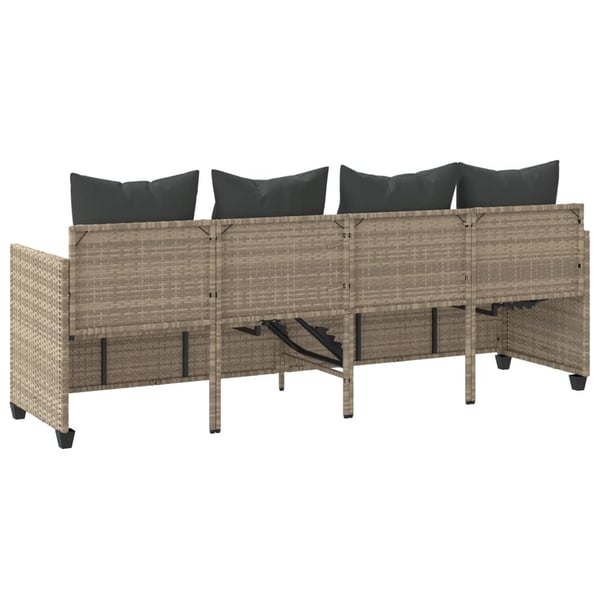 vidaXL loungesofa med hynder polyrattan lysegrå