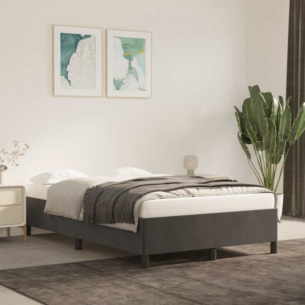 vidaXL sengeramme uden madras 120x190 cm fløjl enkeltseng mørkegrå