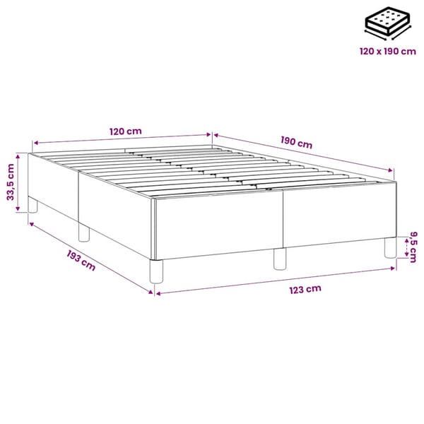 vidaXL sengeramme uden madras 120x190 cm fløjl enkeltseng mørkegrå
