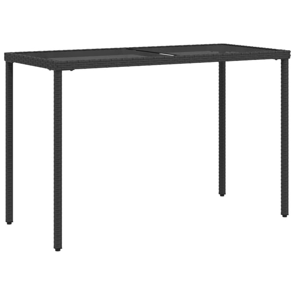 vidaXL Puutarhapöytä lasipöytälevy musta 115x54x74 cm polyrottinki