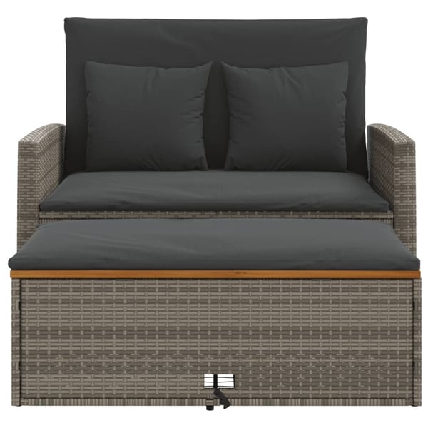 vidaXL 2-personers havesofa med hynder polyrattan og akacietræ grå
