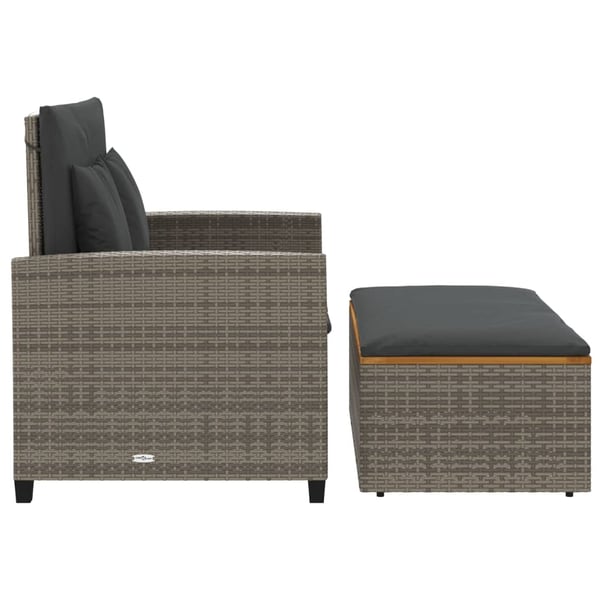 vidaXL 2-personers havesofa med hynder polyrattan og akacietræ grå